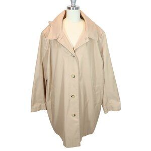 LAUREN RALPH LAUREN Beige Hooded Trench Coat Size 3X Preppy Classic Equestrian